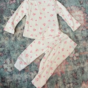 Cloud Island Baby Girls' Basic Wide Ribbed
Top & Bottom Set, 0-3mo